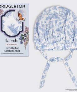 Bridgerton x Kitsch Breathable Satin Bonnet in Garden Toile