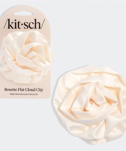 Satin Rosette Flat Cloud Clip in Cream - Medium