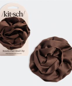 Satin Rosette Medium Flat Cloud Clip - Chocolate