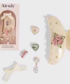 KitschPop™? Curved Claw Clip & Charms in Pearlized Cream