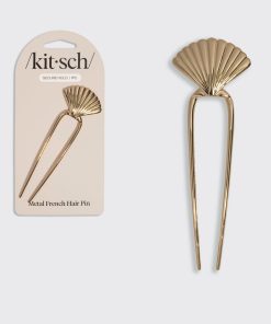 Metal Clam Shell French Hair Pin - Gold