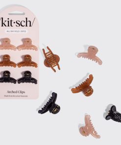 Soft Pink. Mocha & Black Mini Arched Clips 6pc Set