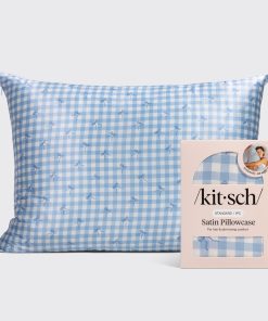 Satin Pillowcase in Gingham Blue