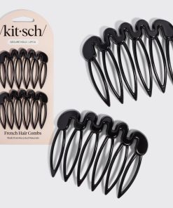 Black French Hair Combs 2pc Set