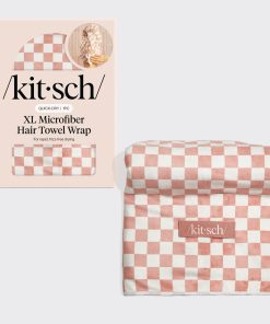 Terracotta Checker XL Hair Towel Wrap