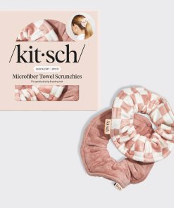 Terracotta Checker Microfiber Towel Scrunchies 2pc Set