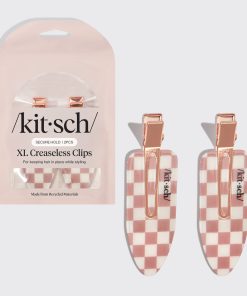 XL Terracotta Checker Creaseless Clips 2pc Set